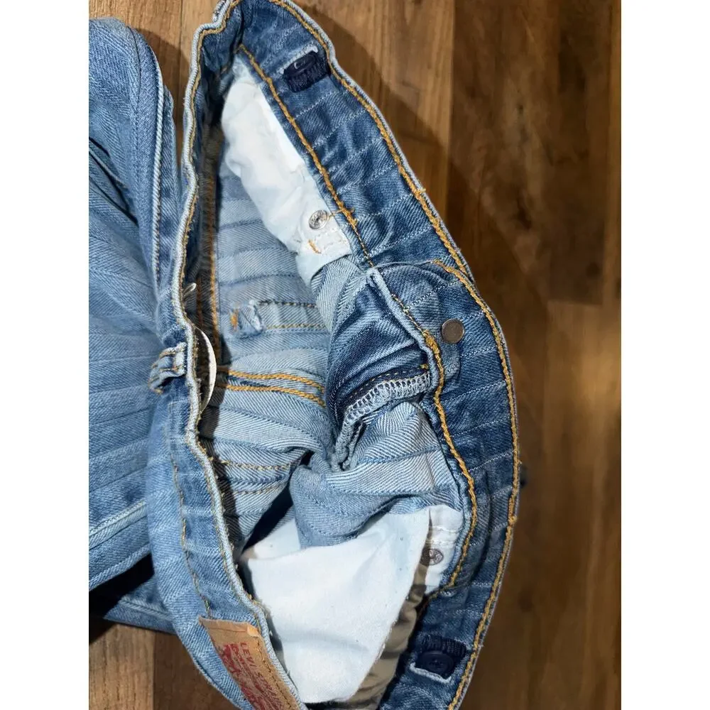 Levi’s girls stripe wide leg blue jeans with adjustable waistband